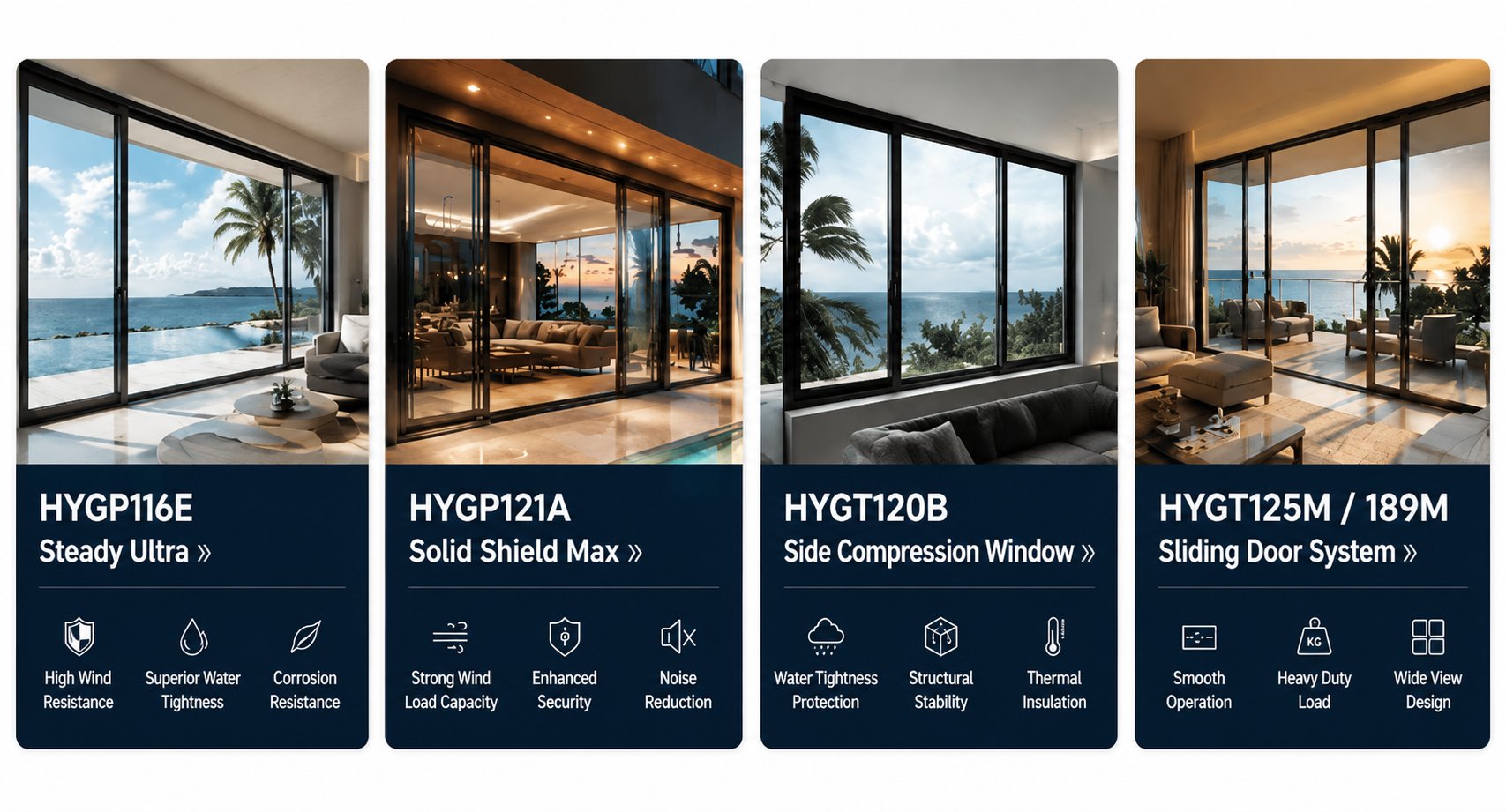 HUMYA high wind water tight sliding window system Southeast Asia typhoon coastal solution