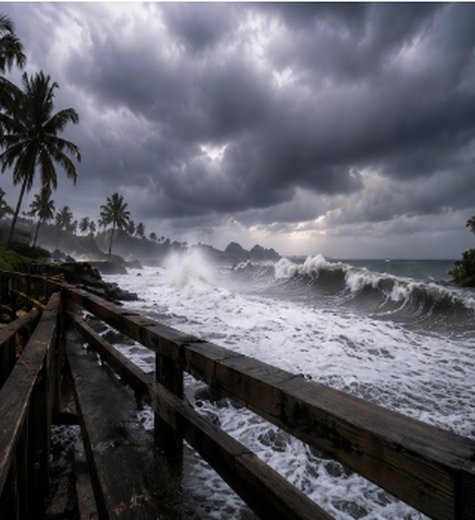 Southeast Asia monsoon rain and typhoon conditions