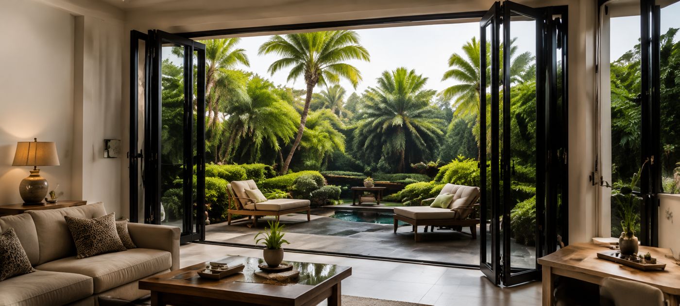 Micro ventilation windows and folding doors for tropical homes in Southeast Asia